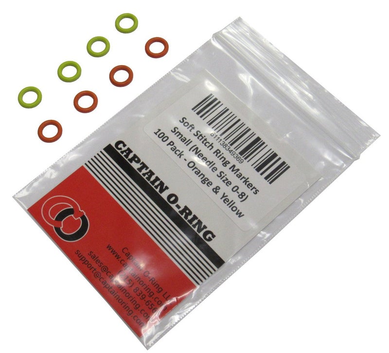 Captain O-Ring (100 Pack) Soft Stitch Ring Markers, Orange & Yellow (Small Size for Needle Sizes 0-8, for Knitting/Crochet/etc) - Image 4